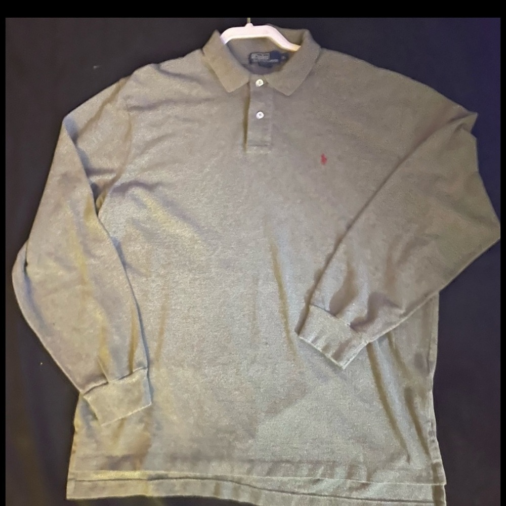 Ralph‎ Lauren Long Sleeve Gray Polo Embroidered Pony Shirt Men’s Size XL